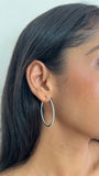 18KT White Gold 1.50 inch Inside-Out Diamond Round Hoop Earrings
