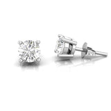 0.60ct round brilliant diamond stud earrings in 4-prong 18kt white gold setting with push back post
