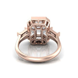 Back profile of pie-cut diamond taper baguette shoulder ring 18kt rose gold TR108
