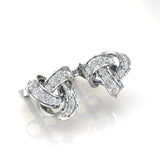 Diamond Love Knot Earrings 18K minimal studs  side view