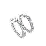 Baguette Diamond Minimal Hoop Earrings-12 mm close up view 