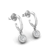 Bezel Diamond Minimal Charm Huggie Hoop Earrings-0.20 ct close up profile 