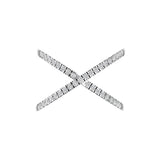18KT White Gold Diamond Criss-Cross X Statement Ring front view
