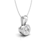 Classic 18K Gold Minimalist Bezel Floating Solitaire Diamond Necklace