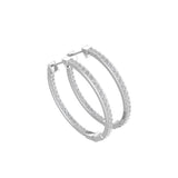 Close-up of inside out pavé diamond setting on 18kt gold hoop earring AE260, round brilliant diamonds set on both outer and inner face of 2mm wide hoop, F–G colour VS clarity, fine jewellery Bangkok Thailand