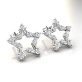18KT Gold Baguette and Round Diamond Open Star Studs- 0.70ct  close up 