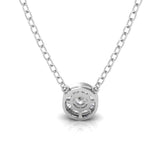 Dainty Floating Bezel Diamond Cluster Necklace back view close up
