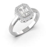18KT Yellow Gold Pie-Cut Emerald Diamond Halo Engagement Ring