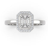 18KT Yellow Gold Pie-Cut Emerald Diamond Halo Engagement Ring FRONT CLOSE UP VIEW