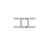 Top view of TR082 diamond double bar ring, open negative space between two pavé diamond vertical bars, 18kt gold
