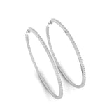 18KT White Gold 1.50 inch Inside-Out Diamond Round Hoop Earrings