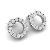 Front view of 18kt gold diamond open circle earrings TE076, continuous pavé diamond ring, open centre, 8mm, F–G VS clarity