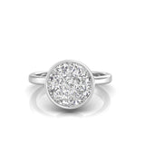18KT Yellow Gold 9-Piece Pizza Cut Round Illusion Diamond Bezel Engagement Ring close up front view