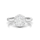 18KT Yellow Gold 9-Piece Pizza Cut Round Illusion Diamond Prong set ring close up