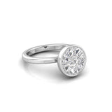 18KT Yellow Gold 9-Piece Pizza Cut Round Illusion Diamond Bezel Engagement Ring front to side view close up