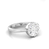 18KT Yellow Gold 9-Piece Pizza Cut Round Illusion Diamond Prong set ring side view 