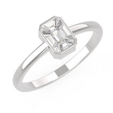 18KT Gold Slim Baguette Illusion Emerald Diamond Bezel Engagement Ring