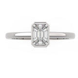 18KT Gold Slim Baguette Illusion Emerald Diamond Bezel Engagement Ring