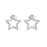 18KT Gold Baguette and Round Diamond Open Star Studs- 0.70ct  front view profile 