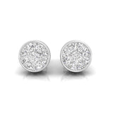 Minimalist Round Diamond Bezel Illusion Solitaire Studs front view 