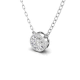 Dainty Floating Bezel Diamond Cluster Necklace front to side close up