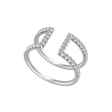 Minimalist Diamond Beaded Bar Wedding Band Ring