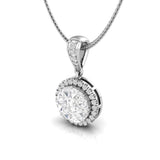 18kt white gold pie-cut round diamond halo pendant TNK018, 0.80ct pie-cut centre with 0.20ct pavé halo, diamond bail, 1.00ct total