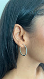 18kt gold natural diamond inside out pavé hoop earrings AE260 worn, 0.65ct diamonds on outer and inner face, 1 inch diameter, available in yellow white and rose gold, Trinity Designer Jewel Bangkok
