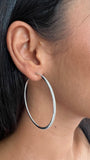 18KT White Gold 2 inch Inside-Out Diamond Round Hoop Earrings