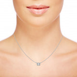 TNK012 pie-cut diamond necklace close-up showing seamless emerald-shape mosaic face in full bezel setting