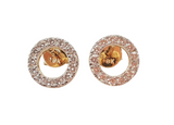Front view of 18kt yellow gold diamond open circle earrings TE076, continuous pavé diamond ring, open centre, 8mm, F–G VS clarity