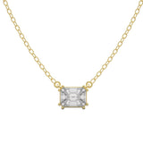 TNK011 - Stunning Emerald Cut Illusion Setting Diamond Pendant Necklace for Women