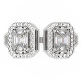 Close-up of pie-cut diamond mosaic cluster on TR022 ring, step-cut and baguette diamonds precision-fitted to create seamless 2ct emerald-cut face-up appearance, VVS–VS clarity F–G colour natural diamonds