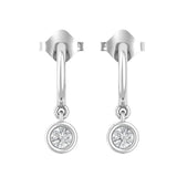 Bezel Diamond Minimal Charm Huggie Hoop Earrings-0.20 ct front close up