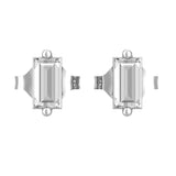 4x2mm baguette diamond solitaire stud earrings four claw setting 18kt white gold front view