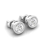 18kt yellow gold bezel set round brilliant diamond stud earrings TER037, 0.50ct natural diamonds, full polished bezel,