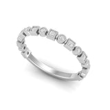 18KT Gold Alternating Round and Square Milgrain Diamond Band