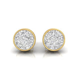 1 ct face up Pizza piecut diamond bezel set ear studs  front view yellow
