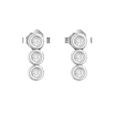 Vertical Bezel Set Diamond Earrings in 18kt white gold front close up view