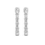 Baguette Diamond Minimal Hoop Earrings-12 mm front profile 