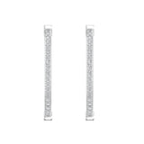 18kt white gold natural diamond inside out pavé hoop earrings AE260, 0.65ct round brilliant diamonds set on both outer and inner face, 1 inch diameter, 2mm width, hinged snap-back closure — Trinity Designer Jewel Bangkok