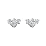 18kt white gold round diamond 3-stone curved cluster stud earrings TE060 close-up