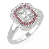 TR024 - Premium Emerald Cut Illusion Setting Diamond Ring 
