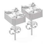TE016 pie-cut emerald diamond stud earrings front view — 1.50ct total weight, 4ct solitaire look, 18kt white gold