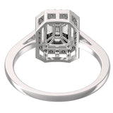 Baguette Illusion Emerald Style Halo Ring with Pave Shank