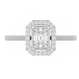 Baguette Illusion Emerald Style Halo Ring with Pave Shank
