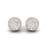 1 ct face up Pizza piecut diamond bezel set ear studs  ront view rose