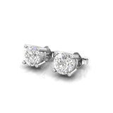 0.60ct round brilliant diamond stud earrings in 4-prong 18kt white gold setting side view