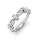 TR072 marquise milgrain diamond band front view — 0.20ct round brilliant diamonds in 18kt white gold
