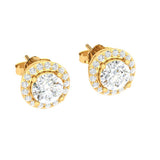 TER038 - Halo Diamond Studs Exquisite Solitaire Diamond Earrings Jewelry for Women and Girls